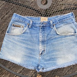 Schmidt Denim Frayed Distressed Cutoff Shorts mens 34